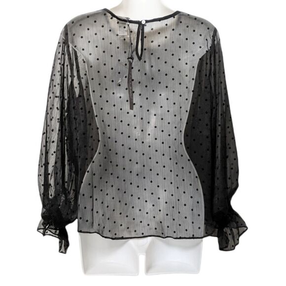 NWT SANS SOUCI Draped in Love Polka Dot Sheer Top M - Picture 7 of 8